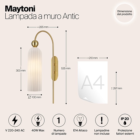 Настенный светильник (бра) Maytoni Antic MOD302WL-01GR - фото