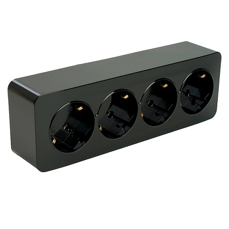 Розетка 2-местная с/з открытой установки, STEKKER, 250В, 16А, IP20, серия София,черный матовый, MST16-12-05 - фото