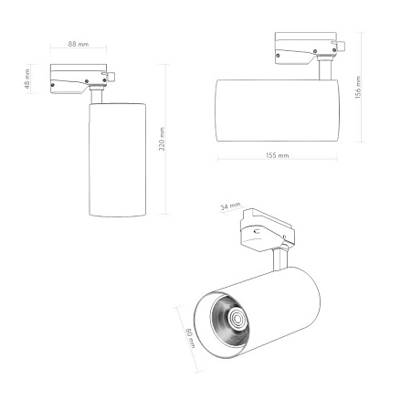 DK6456-BK Трековый светильник SOLID KOPER, 155мм, d80, 220V, LED 4000K, 30W, IP20, черный, алюминий - фото