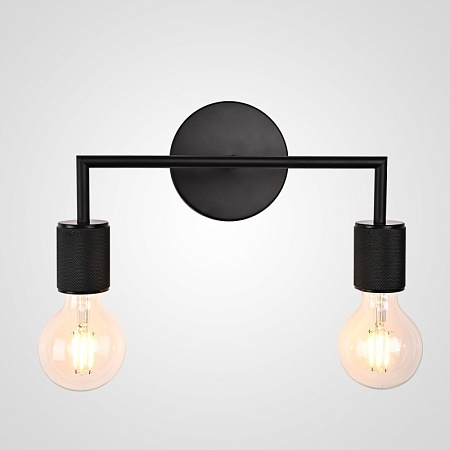 Бра Rh Utilitaire Double Sconce Black Imperiumloft 123263-22 - фото