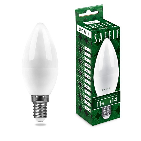 Лампа светодиодная SAFFIT SBC3711 Свеча E14 11W 230V 4000K - фото