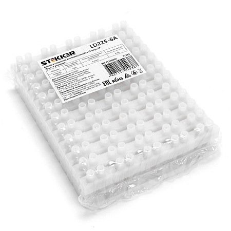 Колодка клеммная винтовая STEKKER, линейка 12 штук, полиамид, LD225-6A - фото