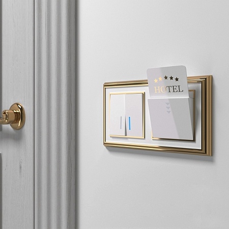 Рамка на 2 поста (золото/белый) W0021329 - фото