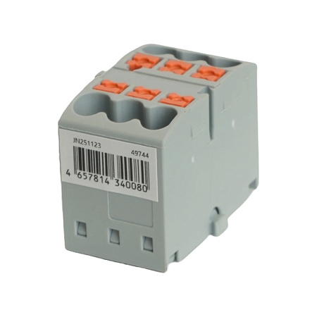 Зажим блочный (групп) для распред.тока нагрузки push-in на 6 точек, сеч 2,5 мм2, 450V, 24А,серый LD580 PTFIX 06/25 - фото