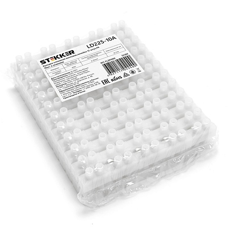 Колодка клеммная винтовая STEKKER, линейка 12 штук, полиамид, LD225-10A - фото