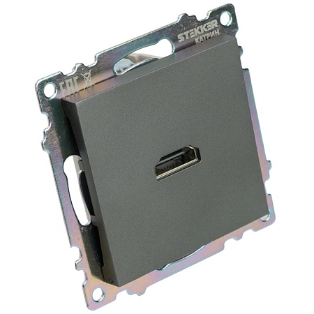 Розетка HDMI 2.1, Type A (механизм), серия Катрин, графит, GLS00-7118-06 - фото