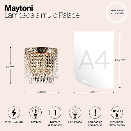 Настенный светильник (бра) Maytoni Palace DIA890-WL-01-G - фото