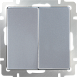 Выключатель двухклавишный проходной серебряный WL06-SW-2G-2W - фото