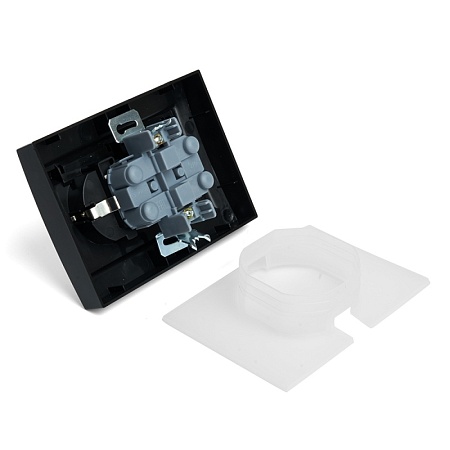 Розетка 2-местная с/з с крышкой, STEKKER, PST16-9015-03, 250В, 16А, серия Эрна, черный - фото