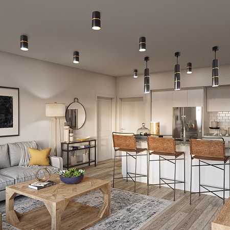 Светильник потолочный Feron ML186 Barrel ZEN MR16 GU10 35W 230V,  чёрный, золото - фото