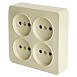 Розетка 4-местная б/з открытой установки, квадрат, STEKKER, 250В, 10А, IP20, серия София, слоновая кость, MST10-14S-04 - фото