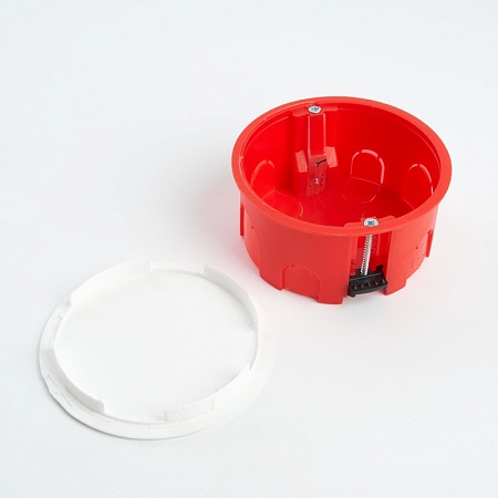 Коробка монтажная для полых стен, с пластиковыми зажимами, с крышкой, D80*40мм STEKKER EBX30-02-1-20-80, красный - фото