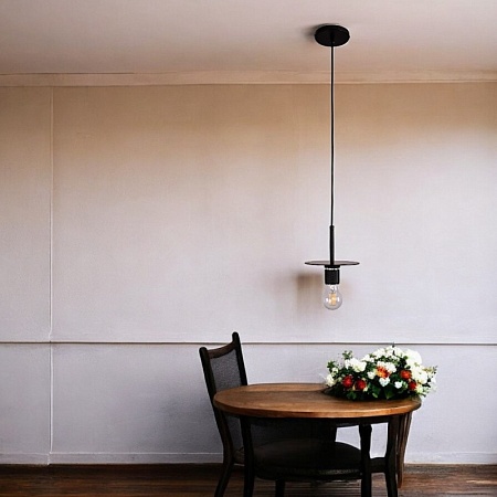 Подвесной Светильник Rh Utilitaire Disk Shade Pendant Black Imperiumloft 123642-22 - фото