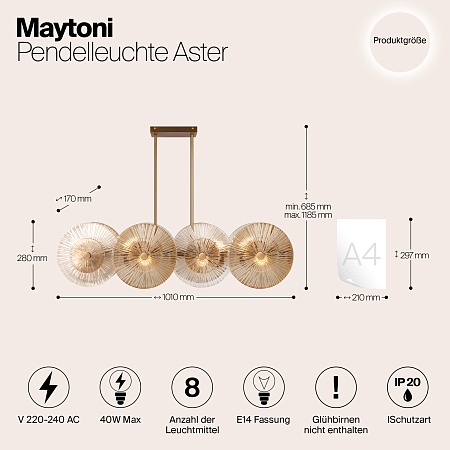 Подвесной светильник Maytoni Aster MOD007PL-08G1 - фото