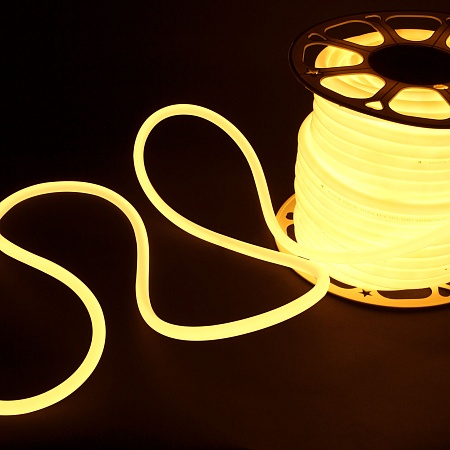 Светодиодный гибкий неон 220 В 9.6 Вт/м 144 Led 2835 IP67, круглый теплый белый 3300 K, 50 м Гибкий неон 220V 9,6W 144Led 2835 IP67 круглый теплый белый, 50 м Elektrostandard - фото