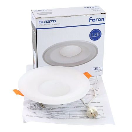 Светильник встраиваемый Feron DL8270 потолочный MR16 G5.3 матовый белый - фото