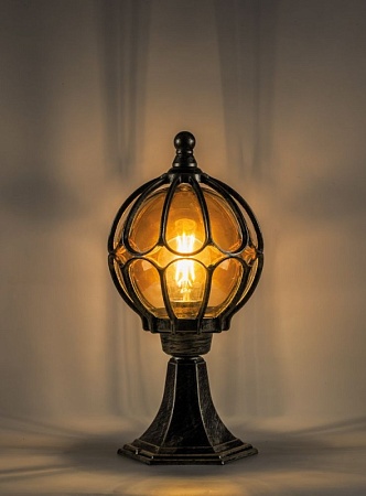 Светильник садово-парковый Feron PL3704  круглый на постамент 60W 230V E27, черное золото - фото