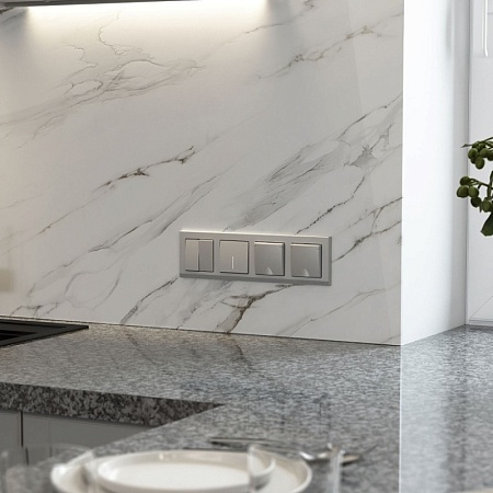 Розетка влагозащ. с зазем. с защит. крышкой и шторками N (серебряный матовый) W1171265 - фото