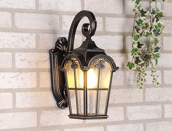 Уличный настенный светильник Mira D черное золото IP33 Mira D черное золото Elektrostandard - фото