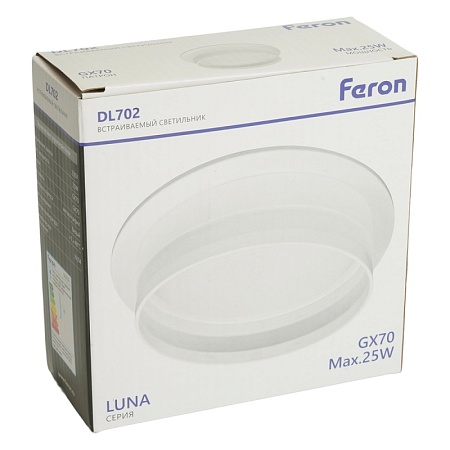 Светильник встраиваемый Feron DL702 LUNA потолочный GX70 белый круг - фото