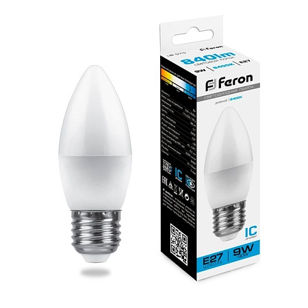 Лампа светодиодная Feron LB-570 Свеча E27 9W 175-265V 6400K - фото