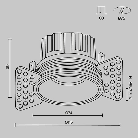 Встраиваемый светильник Technical Round DL058-12W3K-TRS-BS - фото
