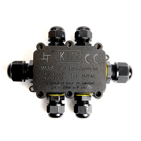 Коробка распределительная  LD526 водонепроницаемая на 6 выходов, 450V, 140х100х36, черный - фото