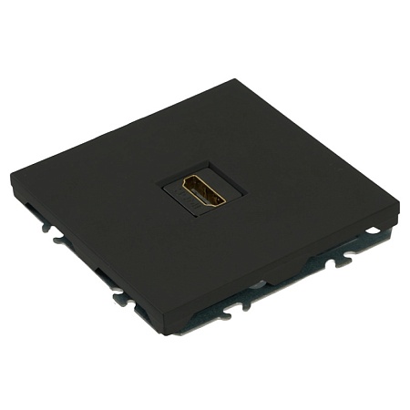 Розетка HDMI 2.0 Type A (механизм), серия Эмили, STEKKER, RST00-5118-05, черный уголь, soft touch - фото