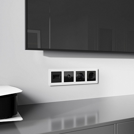 Накладка для двойной розетки Еthernet RJ-45 (черный акрил) W1191148 - фото