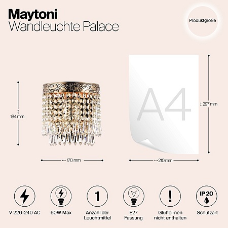 Настенный светильник (бра) Maytoni Palace DIA890-WL-01-G - фото