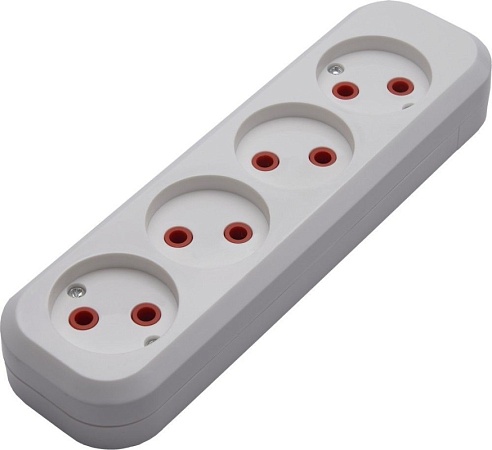 Розетка переносная разборная, 4-местная б/з STEKKER, PST10-400-20, белый - фото