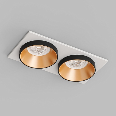 DK2422-GD Встраиваемый светильник, IP 20, 50 Вт, GU10, черный/золотой, алюминий - фото