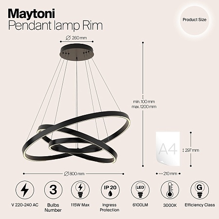 Подвесной светильник Maytoni Rim MOD058PL-L100B3K - фото