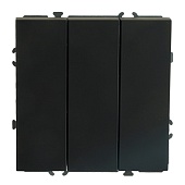 Выключатель 3-клавишный (механизм), STEKKER, 250В, 10А, серия Эмили, RSW10-5108-05, черный уголь, soft touch