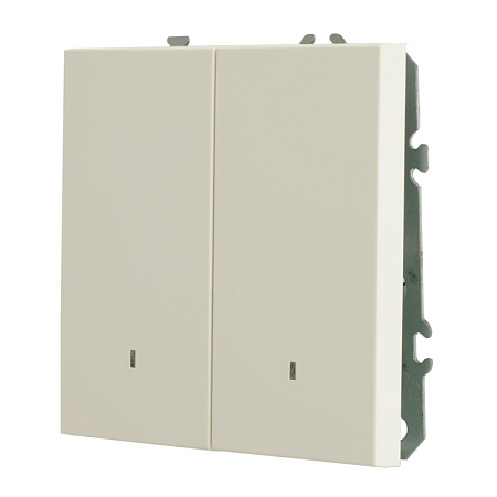 Выключатель 2-клавишный c индикатором (механизм), STEKKER, 250В, 10А, серия Эмили, RSW10-5102-01, белый фарфор, soft touch - фото