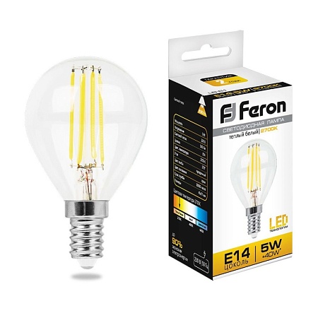 Лампа светодиодная Feron LB-61 Шарик E14 5W 230V 2700K - фото