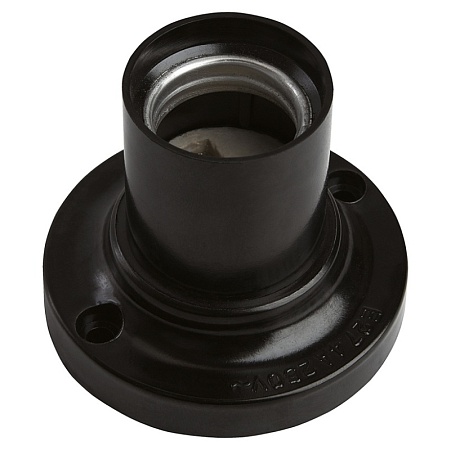 LH83 Патрон Е27 потолочный прямой, 250V, карболит, латунь, черный, размер 55*71 мм - фото