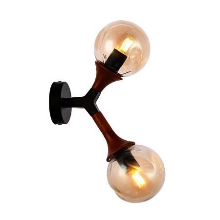 Светильник настенный Черный, Темное дерево/Прозрачный, Янтарный E27 2*60W SLE109401-01 - фото