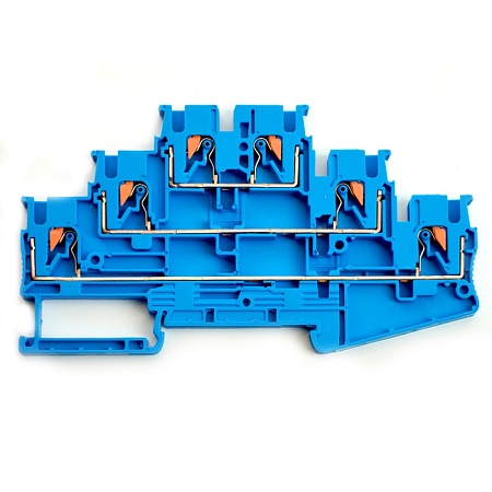 Зажим пружинный, 6-проводной проходной ЗНИ - 2,5 ,JXB PT 2,5 , синий LD579-2-25 - фото