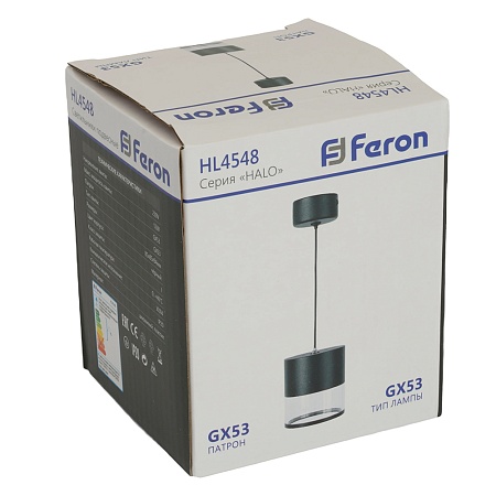 Светильник потолочный Feron HL4548 HALO levitation на подвесе GX53 12W 230V, черный 85*80 - фото