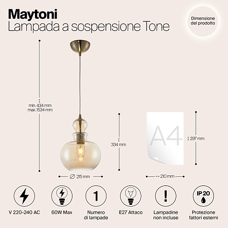 Подвесной светильник Maytoni Tone P003PL-01BZ - фото