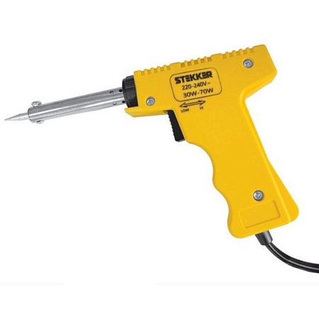 Паяльник импульсный двухрежимный с нихромовым нагревателем 30/70Вт, долговечное жало,230В, STEKKER PLE501-70 - фото