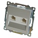Розетка компьютерная 2-местная RJ-45 (механизм) STEKKER GLS00-7109-03 , серия Катрин, серебро - фото