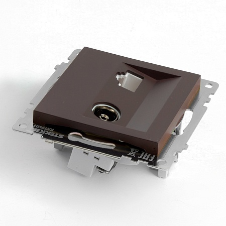 Розетка телевизионная 1-местная (механизм), STEKKER GLS00-7106-04, 75 Ом, 5-862МГц, серия Катрин, черный - фото