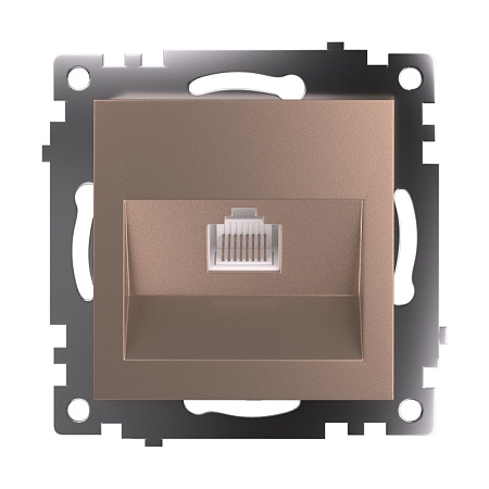 Розетка компьютерная 1-местная RJ-45 (механизм), STEKKER GLS00-7107-02, серия Катрин, шампань - фото