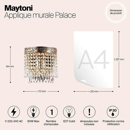 Настенный светильник (бра) Maytoni Palace DIA890-WL-01-G - фото
