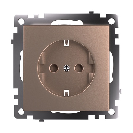 Розетка 1-местная с/з (механизм), STEKKER GLS16-7110-02, 250В, 16А с защитной шторкой, серия Катрин, шампань - фото