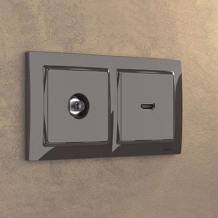 Рамка на 2 поста (серо-коричневый, basic) W0022007 - фото