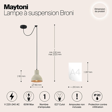 Подвесной светильник Maytoni Broni T434-PL-01-GR - фото