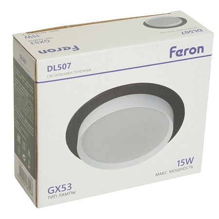 Светильник встраиваемый Feron DL507 потолочный GX53 черный + белый круг - фото
